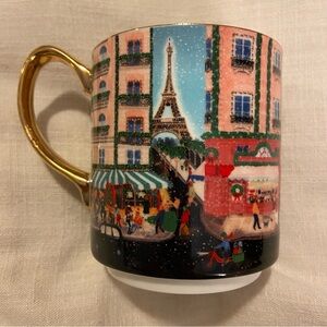 Anthropologie Parisian Scene Mug with Gold Handle